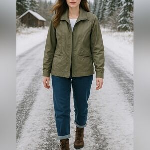 Chico's Hunter Green Open Collared Cropped Blazer Jacket Coat